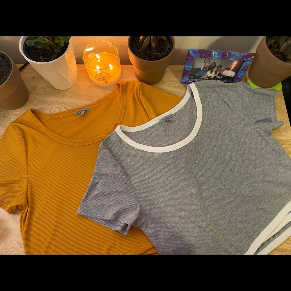 Yellow and white&gray crop tops!